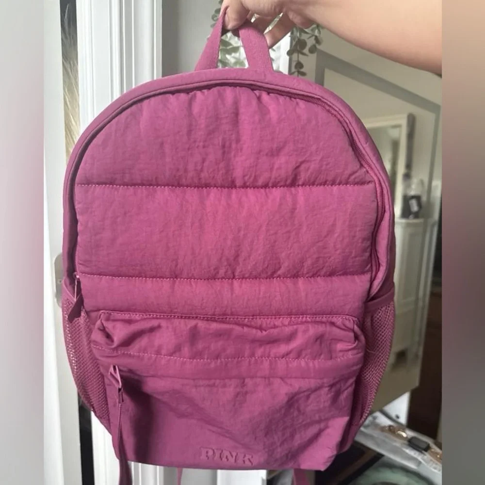 PINK Red Violet Quilted Puffer Backpack